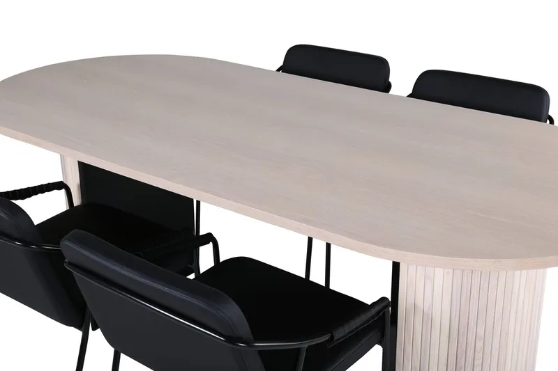 Oval matgrupp Venture Home Svart Ljust trä 4st - Møbler - Bord - Spisegrupper