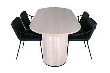 Oval matgrupp Venture Home Svart Ljust trä 4st - Møbler - Bord - Spisegrupper