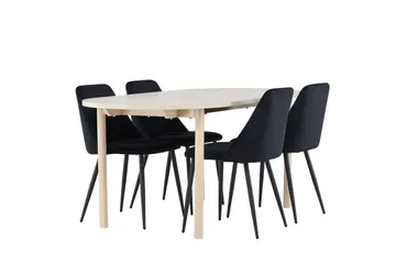 Oval matgrupp Venture Home Svart Ljust trä 4st - Møbler - Bord - Spisegrupper