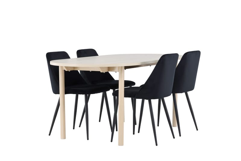 Oval matgrupp Venture Home Svart Ljust trä 4st - Møbler - Bord - Spisegrupper