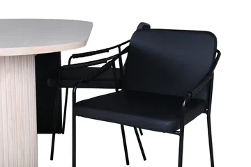 Oval matgrupp Venture Home Svart Ljust trä 4st - Møbler - Bord - Spisegrupper