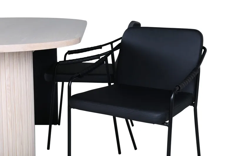 Oval matgrupp Venture Home Svart Ljust trä 4st - Møbler - Bord - Spisegrupper