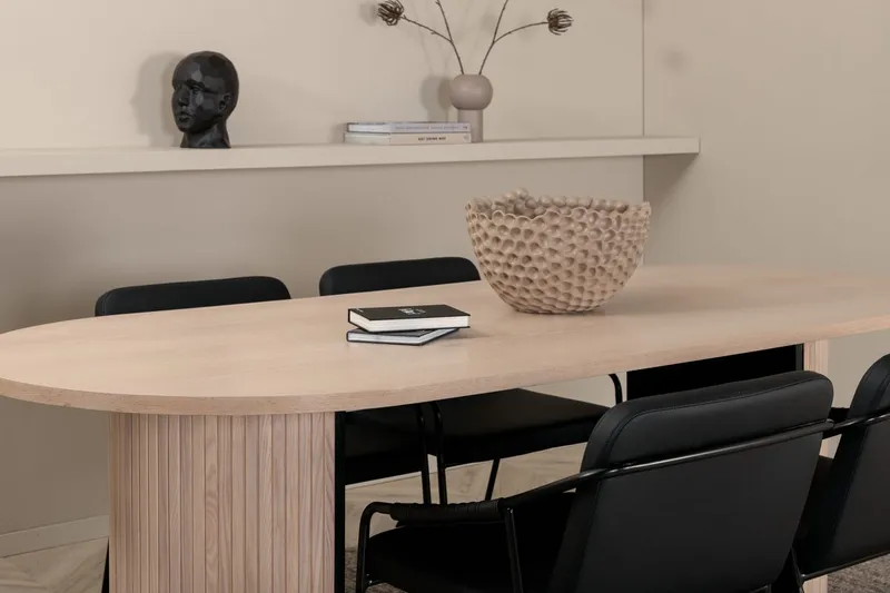 Oval matgrupp Venture Home Svart Ljust trä 4st - Møbler - Bord - Spisegrupper