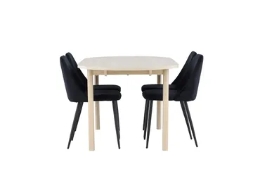 Oval matgrupp Venture Home Svart Ljust trä 4st - Møbler - Bord - Spisegrupper