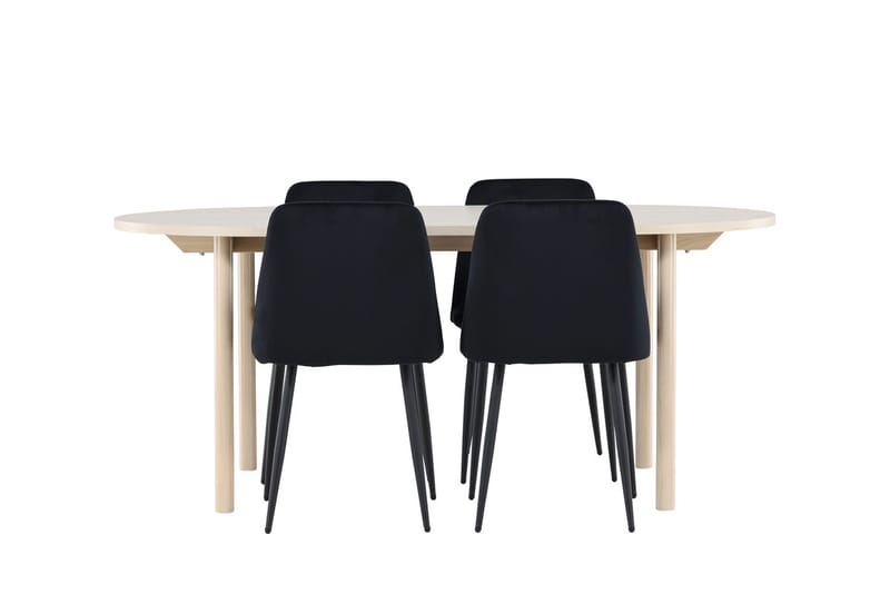 Oval matgrupp Venture Home Svart Ljust trä 4st - Møbler - Bord - Spisegrupper