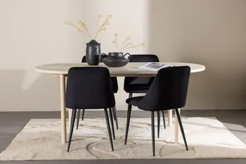 Oval matgrupp Venture Home Svart Ljust trä 4st - Møbler - Bord - Spisegrupper