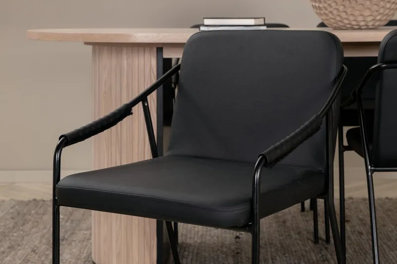 Oval matgrupp Venture Home Svart Ljust trä 4st - Møbler - Bord - Spisegrupper