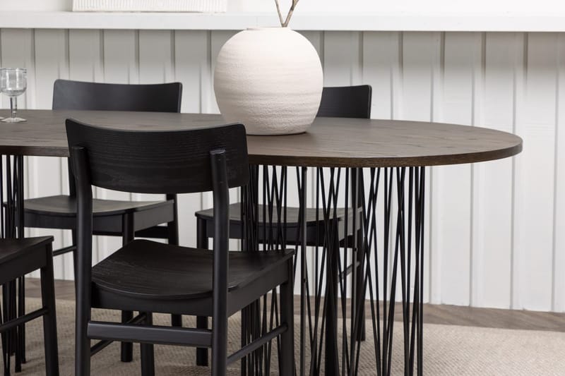 Oval matgrupp Venture Home Svart Mocka 4st - Møbler - Bord - Spisegrupper
