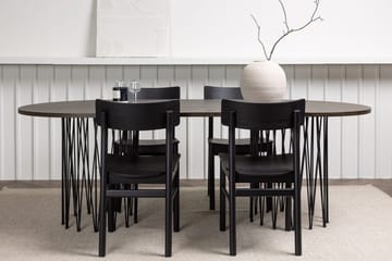 Oval matgrupp Venture Home Svart Mocka 4st - Møbler - Bord - Spisegrupper