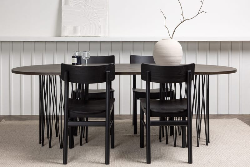 Oval matgrupp Venture Home Svart Mocka 4st