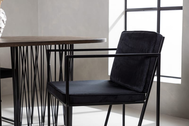 Oval matgrupp Venture Home Svart Mocka 4st - Møbler - Bord - Spisegrupper