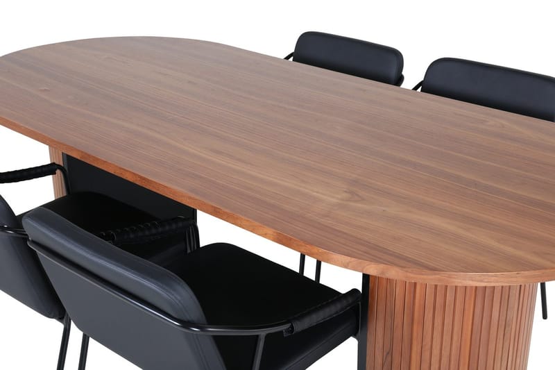 Oval matgrupp Venture Home Svart Mörkt trä 4st - Møbler - Bord - Spisegrupper