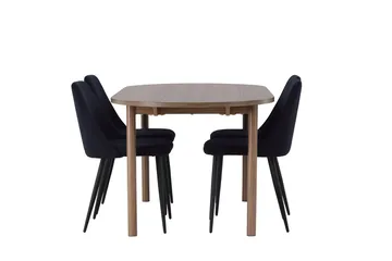 Oval matgrupp Venture Home Svart Mörkt trä 4st - Møbler - Bord - Spisegrupper