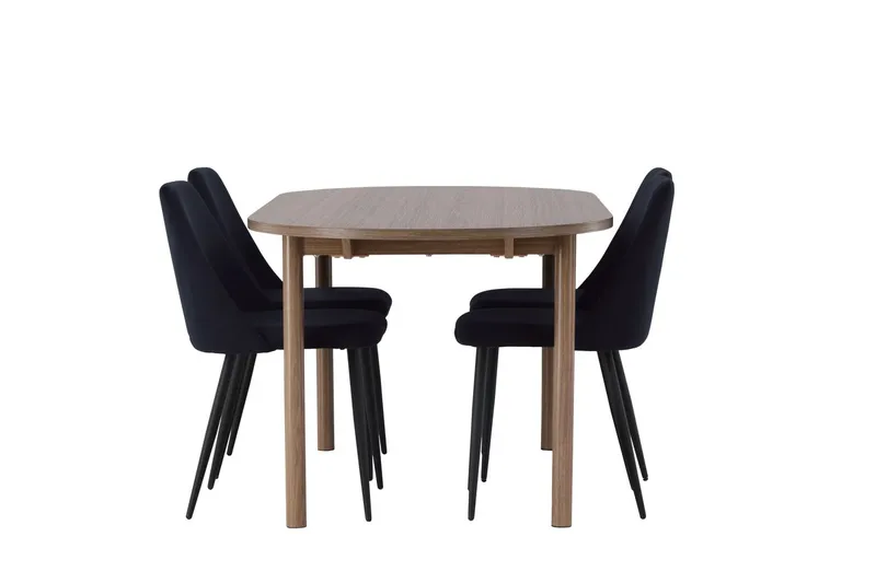 Oval matgrupp Venture Home Svart Mörkt trä 4st - Møbler - Bord - Spisegrupper