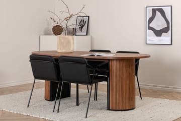 Oval matgrupp Venture Home Svart Mörkt trä 4st - Møbler - Bord - Spisegrupper