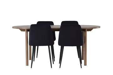 Oval matgrupp Venture Home Svart Mörkt trä 4st - Møbler - Bord - Spisegrupper
