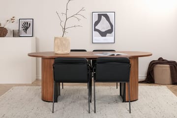 Oval matgrupp Venture Home Svart Mörkt trä 4st - Møbler - Bord - Spisegrupper