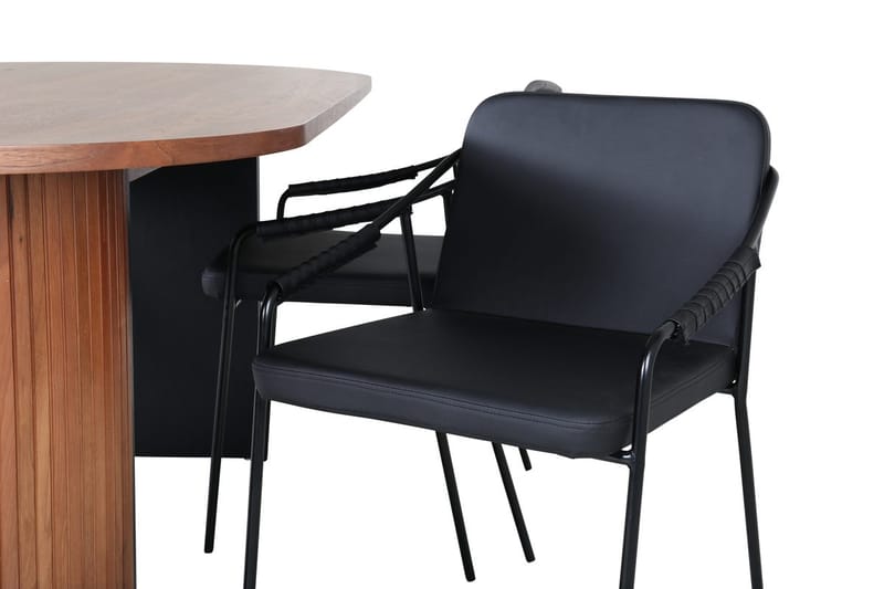 Oval matgrupp Venture Home Svart Mörkt trä 4st - Møbler - Bord - Spisegrupper