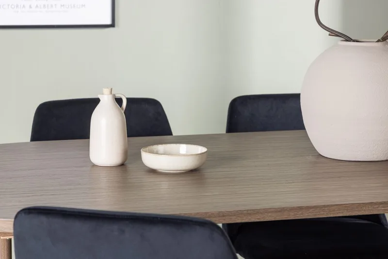 Oval matgrupp Venture Home Svart Mörkt trä 4st - Møbler - Bord - Spisegrupper