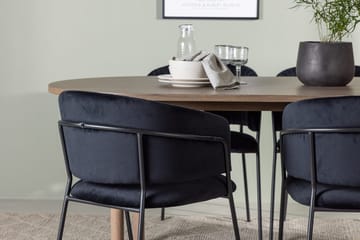 Oval matgrupp Venture Home Svart Natur 4st - Møbler - Bord - Spisegrupper