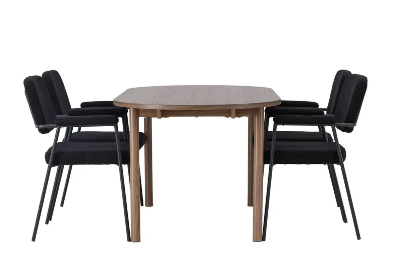 Oval matgrupp Venture Home Svart Natur 4st - Møbler - Bord - Spisegrupper