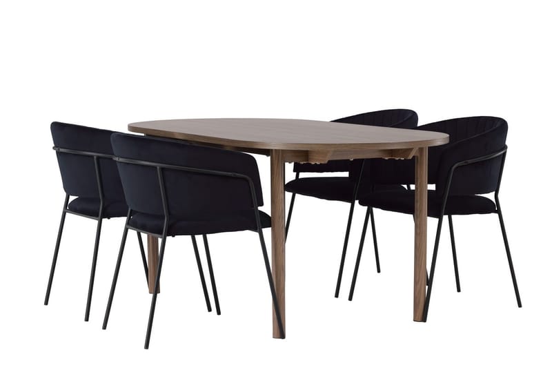 Oval matgrupp Venture Home Svart Natur 4st - Møbler - Bord - Spisegrupper