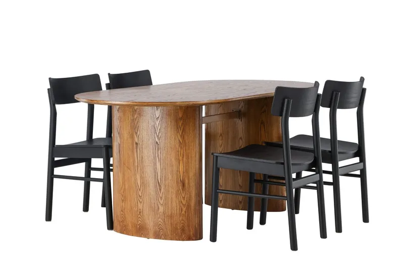 Oval matgrupp Venture Home Svart Natur 4st