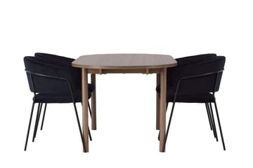 Oval matgrupp Venture Home Svart Natur 4st - Møbler - Bord - Spisegrupper