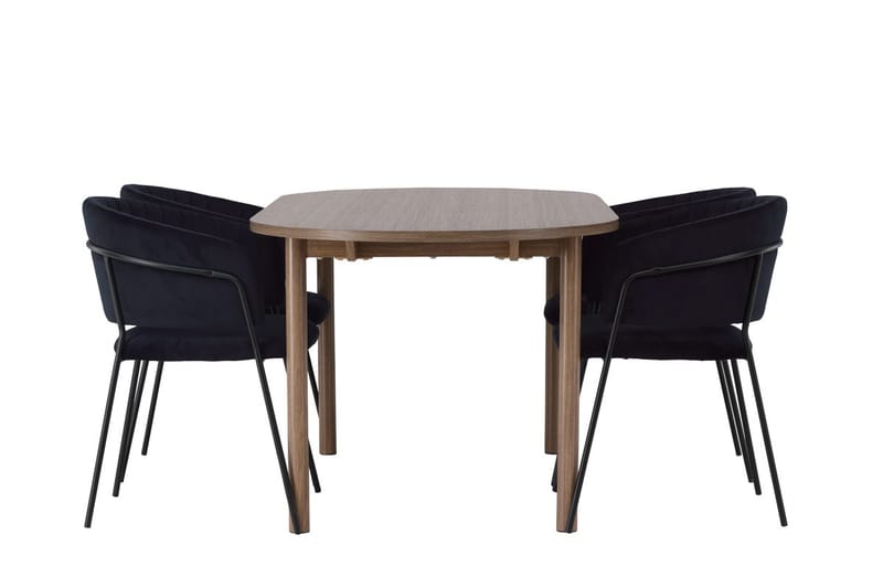 Oval matgrupp Venture Home Svart Natur 4st - Møbler - Bord - Spisegrupper