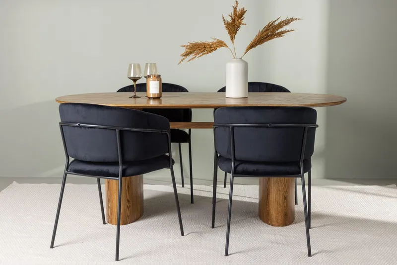 Oval matgrupp Venture Home Svart Natur 4st