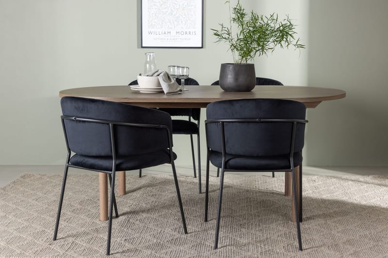Oval matgrupp Venture Home Svart Natur 4st