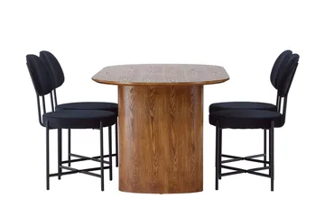 Oval matgrupp Venture Home Svart Natur 4st - Møbler - Bord - Spisegrupper