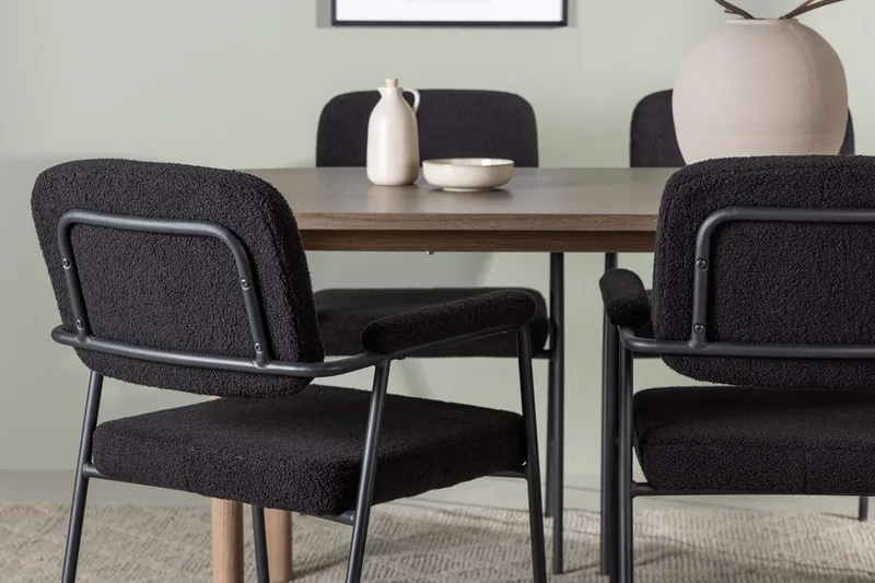 Oval matgrupp Venture Home Svart Natur 4st - Møbler - Bord - Spisegrupper