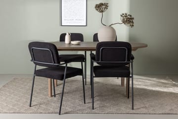 Oval matgrupp Venture Home Svart Natur 4st - Møbler - Bord - Spisegrupper
