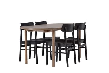 Oval matgrupp Venture Home Svart Natur 4st - Møbler - Bord - Spisegrupper