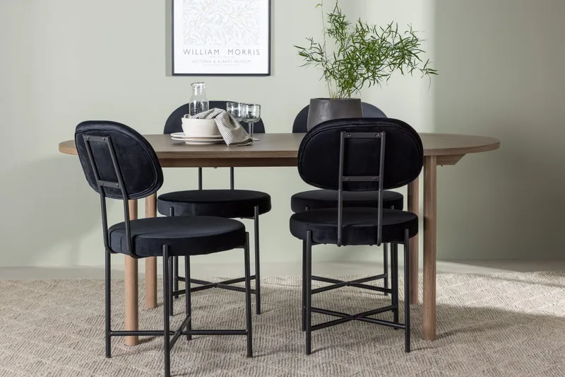 Oval matgrupp Venture Home Svart Natur 4st