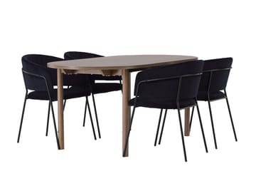 Oval matgrupp Venture Home Svart Natur 4st - Møbler - Bord - Spisegrupper