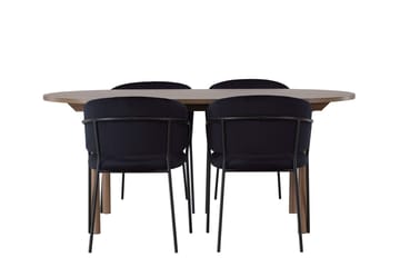 Oval matgrupp Venture Home Svart Natur 4st - Møbler - Bord - Spisegrupper