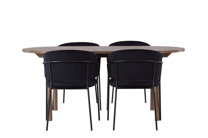 Oval matgrupp Venture Home Svart Natur 4st - Møbler - Bord - Spisegrupper