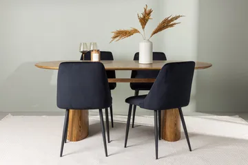 Oval matgrupp Venture Home Svart Natur 4st - Møbler - Bord - Spisegrupper