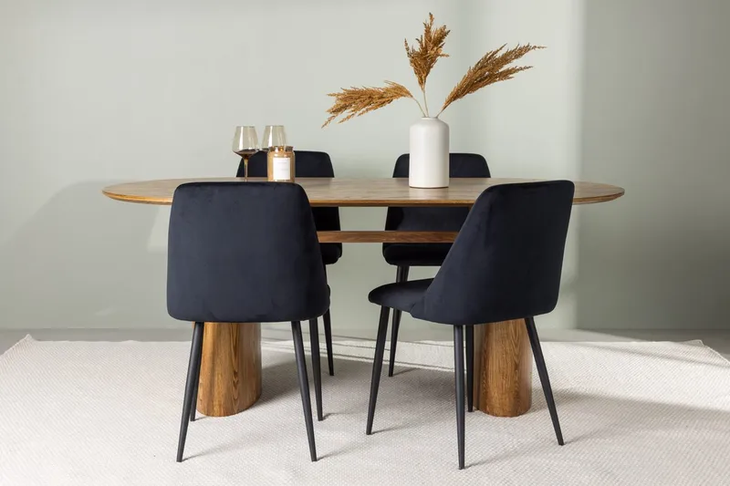 Oval matgrupp Venture Home Svart Natur 4st