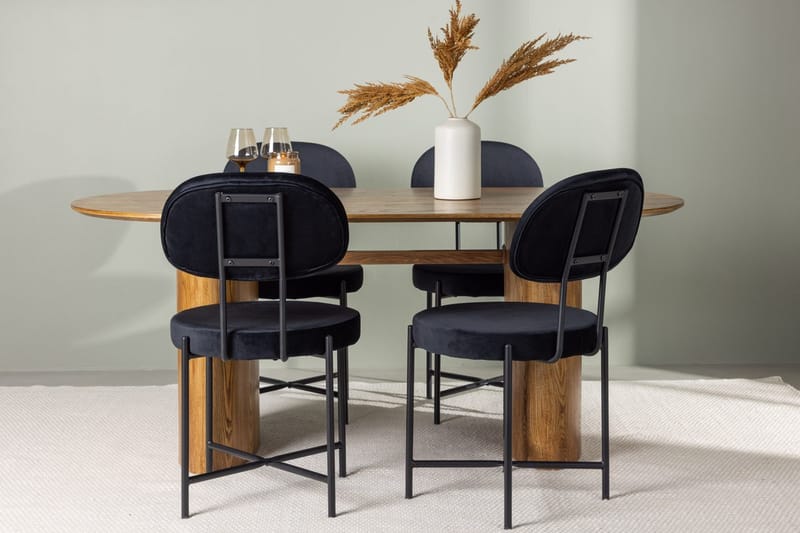 Oval matgrupp Venture Home Svart Natur 4st