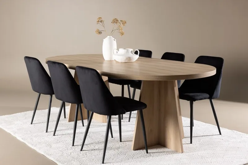 Oval matgrupp Venture Home Svart Natur 6st