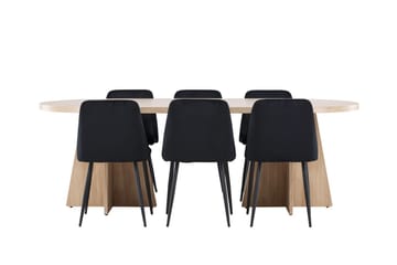 Oval matgrupp Venture Home Svart Natur 6st - Møbler - Bord - Spisegrupper
