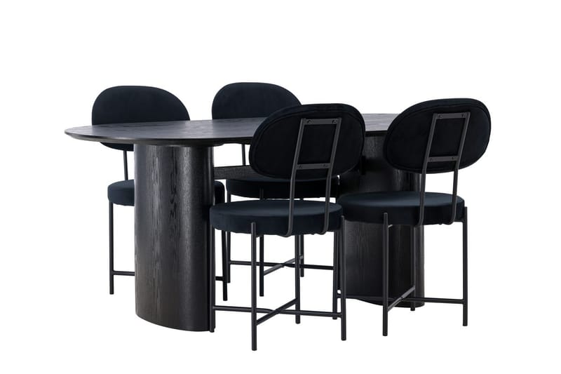 Oval matgrupp Venture Home Svart Svart 4st - Møbler - Bord - Spisegrupper