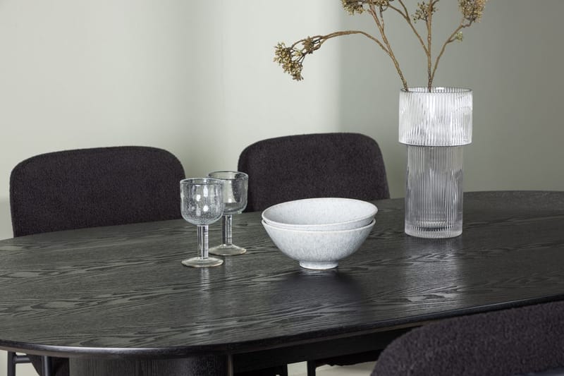 Oval matgrupp Venture Home Svart Svart 4st - Møbler - Bord - Spisegrupper