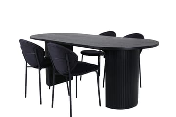 Oval matgrupp Venture Home Svart Svart 4st - Møbler - Bord - Spisegrupper