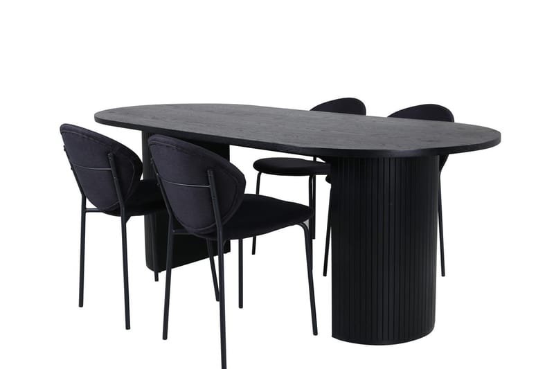 Oval matgrupp Venture Home Svart Svart 4st - Møbler - Bord - Spisegrupper