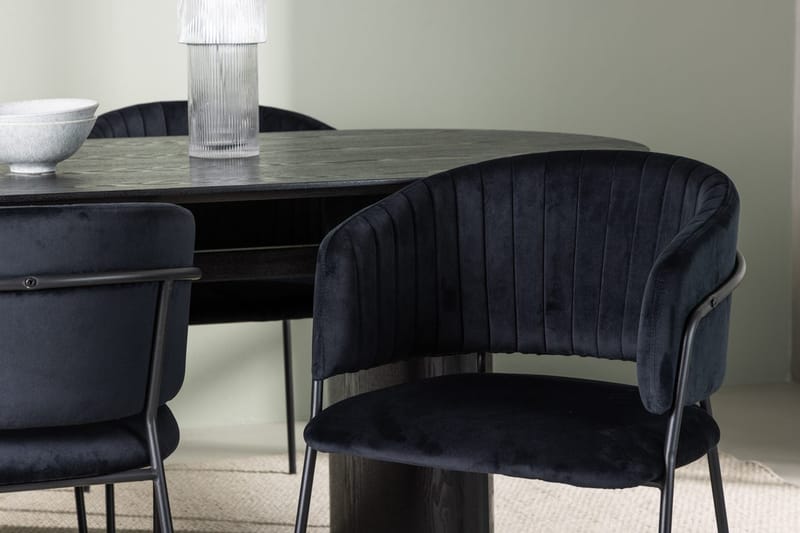 Oval matgrupp Venture Home Svart Svart 4st - Møbler - Bord - Spisegrupper