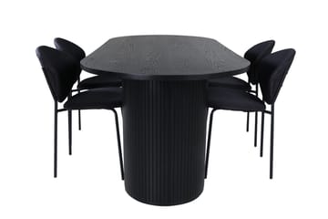 Oval matgrupp Venture Home Svart Svart 4st - Møbler - Bord - Spisegrupper